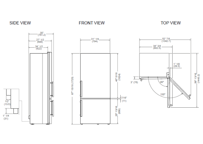 31 inch Freestanding Bottom Mount Refrigerator with Ice Maker | Bertazzoni